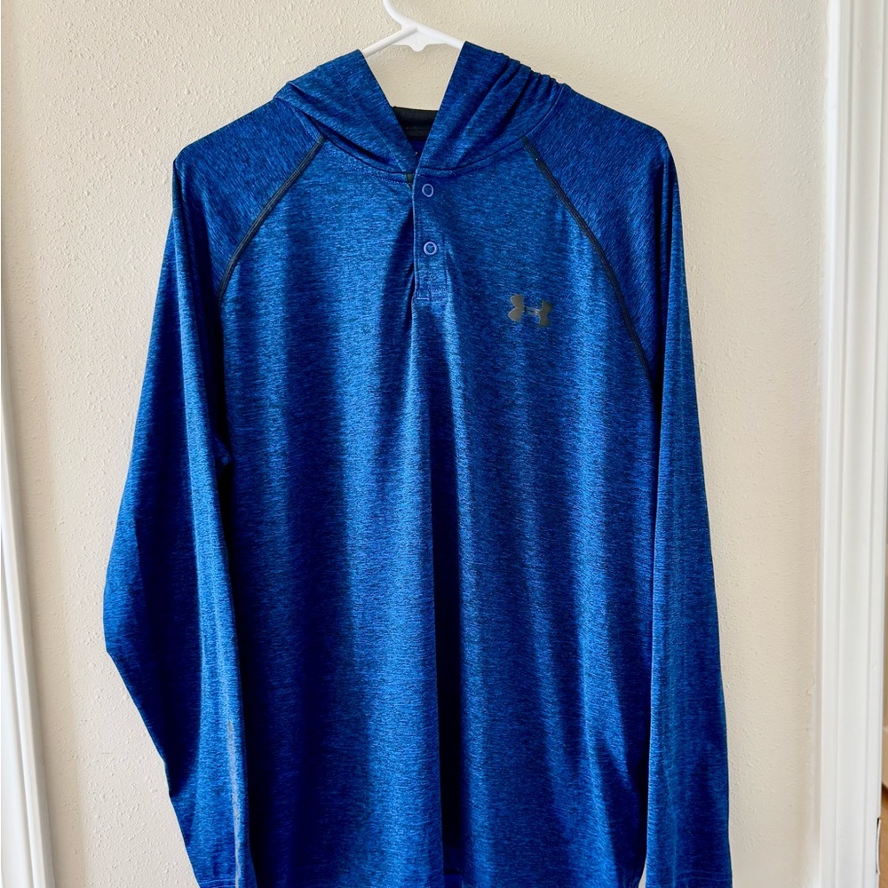 Under Armour Men’s Large Blue Long Sleeve Hoodie Heat Gear Loose Fit